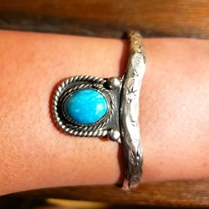 Vintage Sterling Silver Turquoise Cuff Bracelet